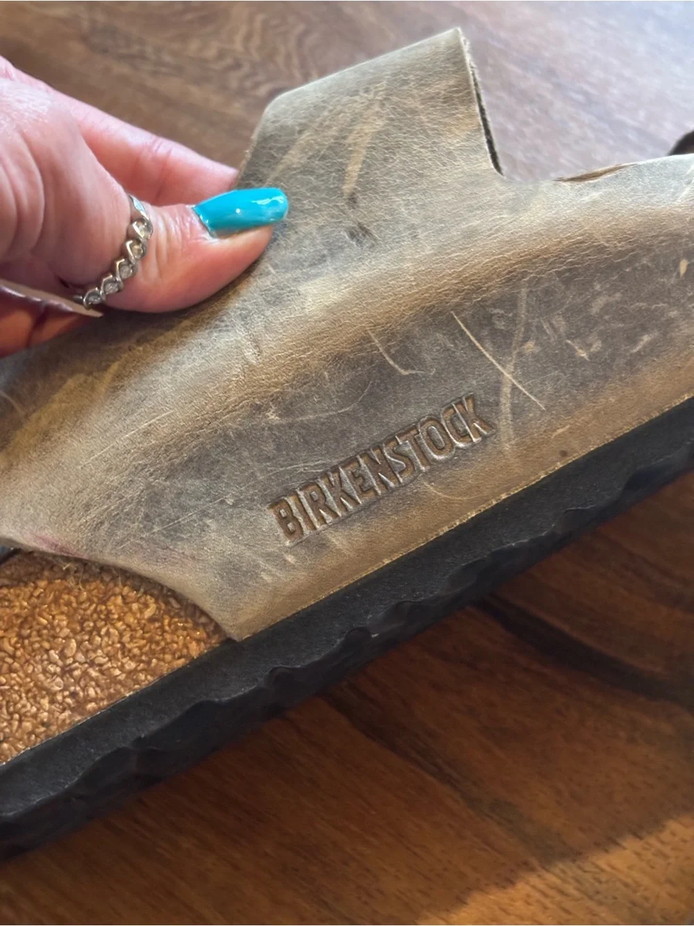 Birkenstock Men's Distressed Taupe Dual-Strap Sandals